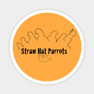 Straw Hat Parrots Outline Black Magnet